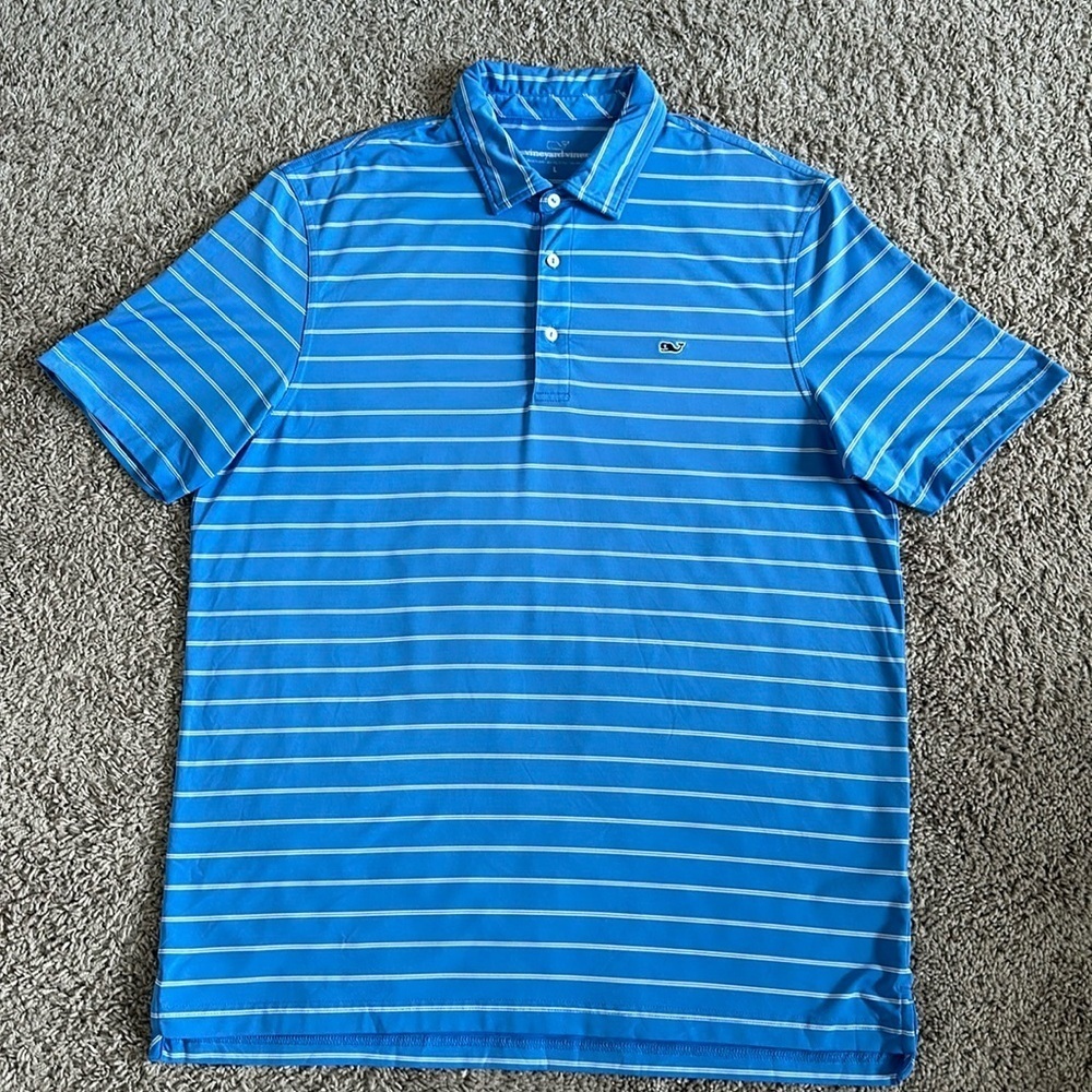 Vineyard Vines Blue Polo with Classic Stripes